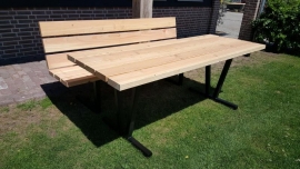 Douglas tuinset tuintafel met bank matalen stalen onderstel frame