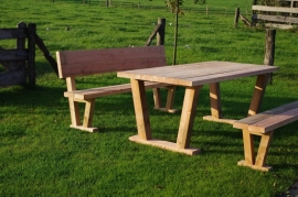 Douglas tuinset industriële tafel (Compleet set)