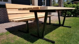 Douglas tuinset tuintafel met bank matalen stalen onderstel frame