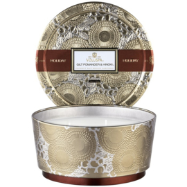 Voluspa Gilt Pomander & Hinoki 3 wick - Metallic Tin