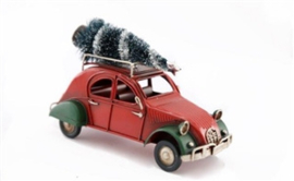 Vintage car  eend met Kerstboom rood