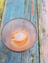 Kaarsje Flamingo oranje in glas