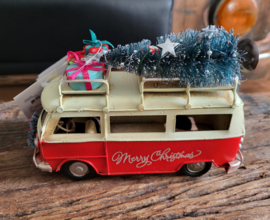 Tin Christmas Campervan red