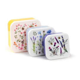 Set 3 lunchboxes bloemen en bijen