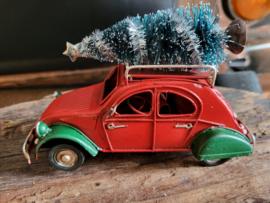 Vintage car  eend met Kerstboom rood