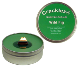 Cracklez® Knetterende Houten Lont Geurkaars in blik Wilde Vijg. Groen.