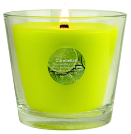 Citrobella® XL citronella kaars in glas met stil houtlont 700 g in geschenk doos