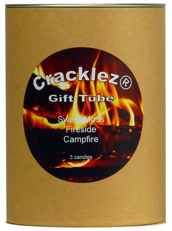 Cracklez® Geschenkset bruin met 3 knetter houtlont geur kaarsen naar keuze
