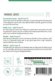 Zomerrammanas, Rettich, lange witte radijs April Cross F1 2573