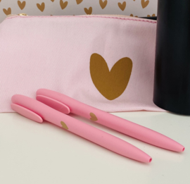 Pen | Pink/Black/White & a Golden Heart