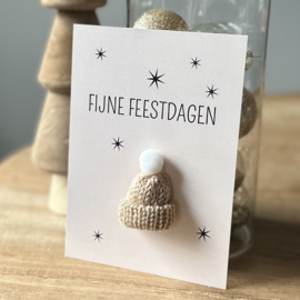 Kaart | Fijne feestdagen+gebreide muts