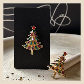 Broche | Kerstboom Gold-multicolor