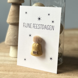 Kaart | Fijne feestdagen+lange gebreide muts