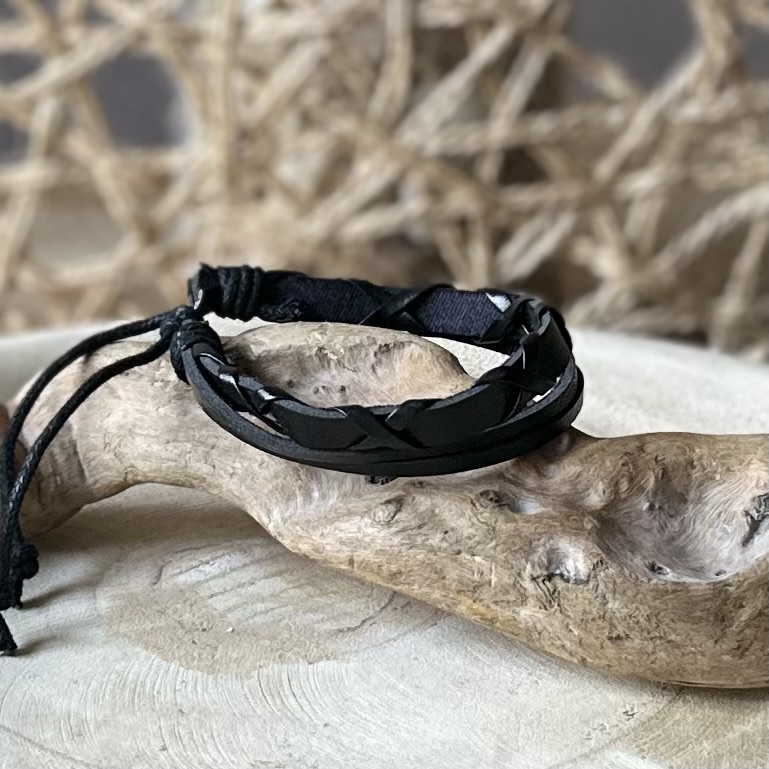 Armbanden | Gevlochten leer-Black