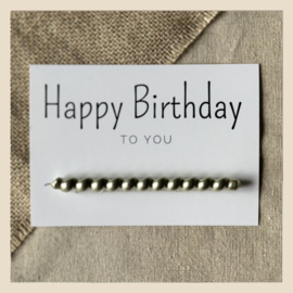 Kaart | Happy Birthday-wit+ zilverkleurig kaarsje
