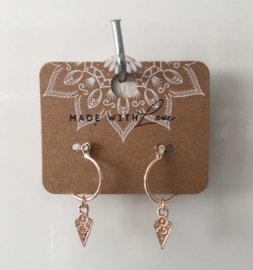 Oorbellen boho hanger Rosegold