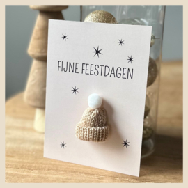 Kaart | Fijne feestdagen+gebreide muts