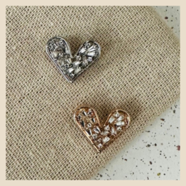 Broche | Hartje met strass