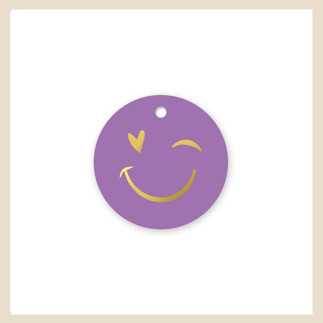 Kadolabel | Smiley-Paars