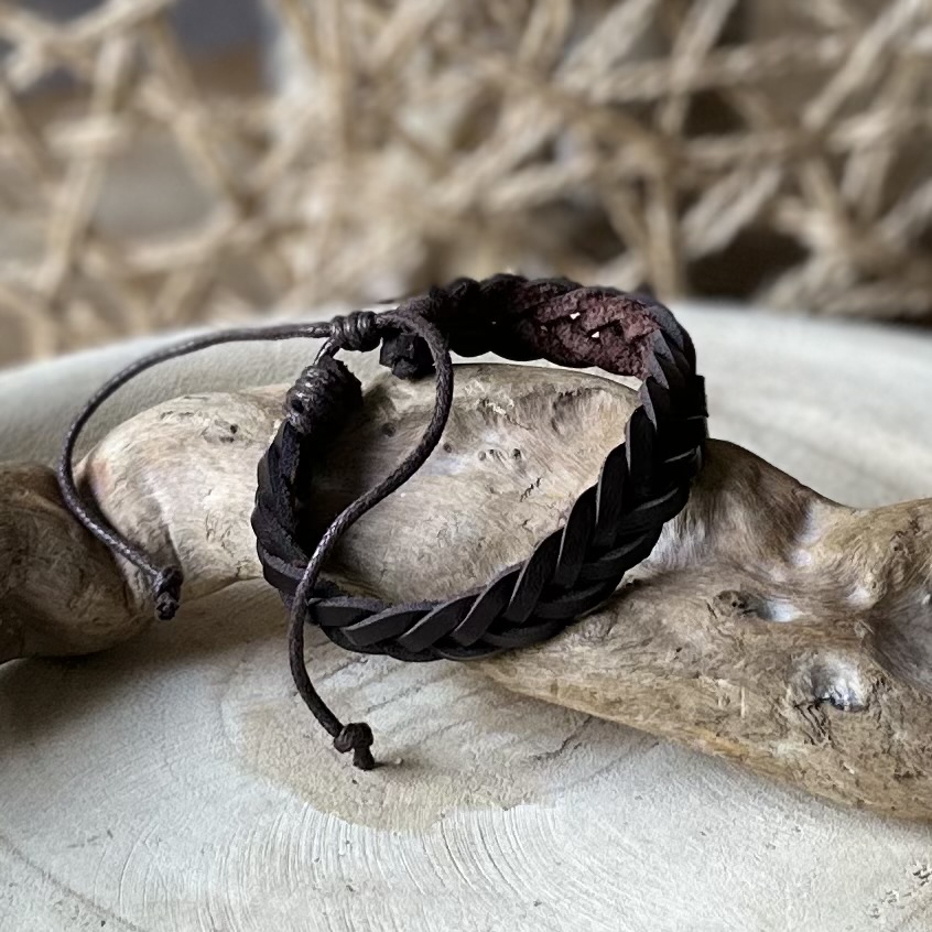 Armbanden | Gevlochten leer-Brown