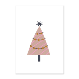 Kerstkaart | Kerstboom-roze