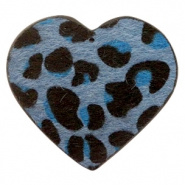 Sleutelhanger hart met leopard print dark blue