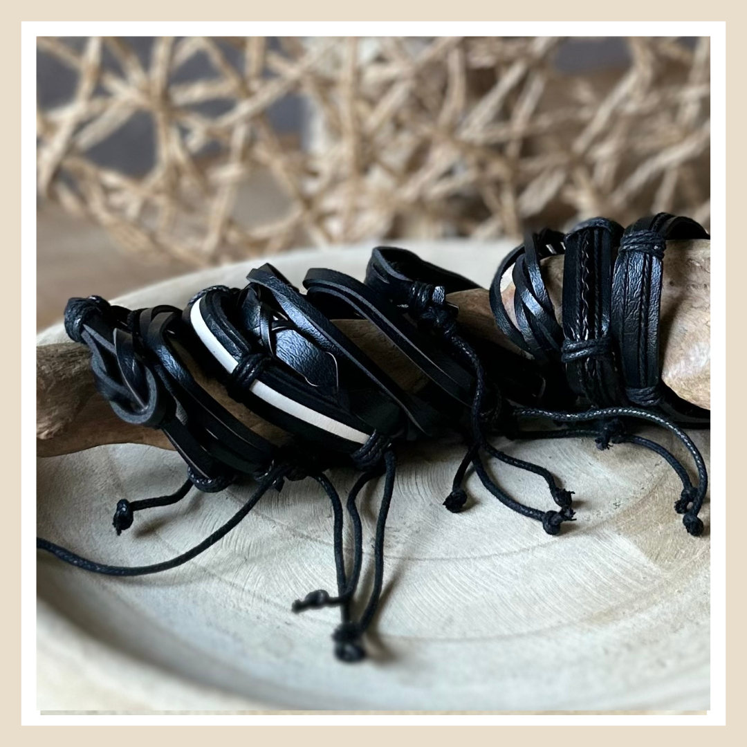 Armbanden | Gevlochten leer-Black