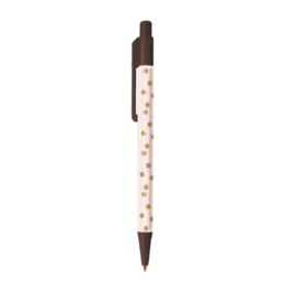 Pen | Brown & Some cute pink dots