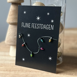 Kaart | Fijne feestdagen+kerstlampjes