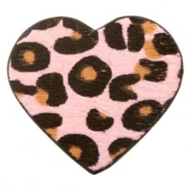 Sleutelhanger met hart in leopard print PINK