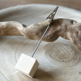 Kaarthouder | Hout met metalen knijper
