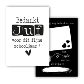 Mini kaart | Bedankt juf voor dit leuke schooljaar