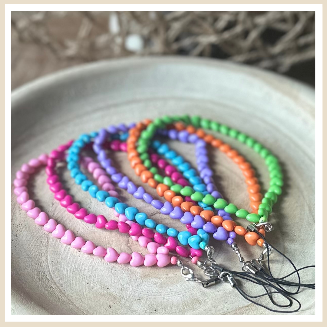 Telefoonkoord | Bohemian hartjes