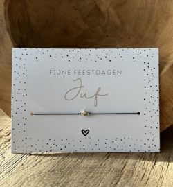 Armbandje met tekstkaart | Fijne feestdagen Juf