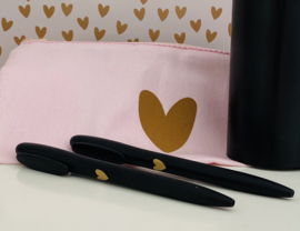 Pen | Pink/Black/White & a Golden Heart