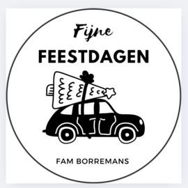 Sticker Kerst | Fijne feestdagen-auto met kerstboom