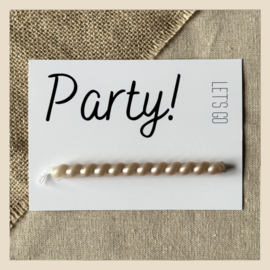 Kaart | Let's go Party!-wit + roze kaarsje