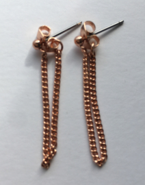 Oorbellen Dot Chain Long Rosegold