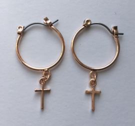 Oorbellen Cross rosegold