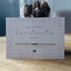 Armbandje met tekstkaart | De leukste kerstmuts ben jij"