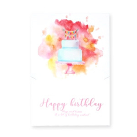 Sieraden kaart |  "Happy birthday" Wit-roze rood oranje