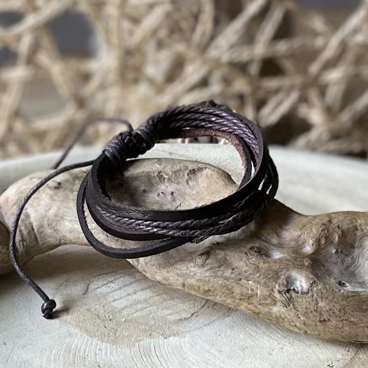 Armbanden | Gevlochten leer-Brown