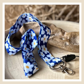 Keycord | Bloemen-blauw