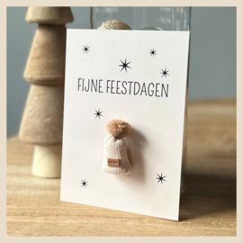 Kaart | Fijne feestdagen+lange gebreide muts