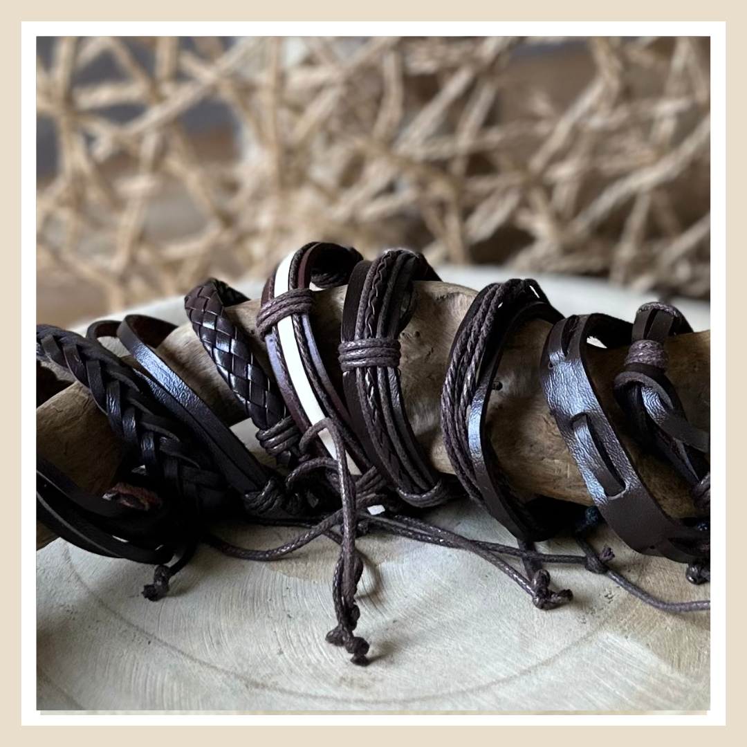 Armbanden | Gevlochten leer-Brown