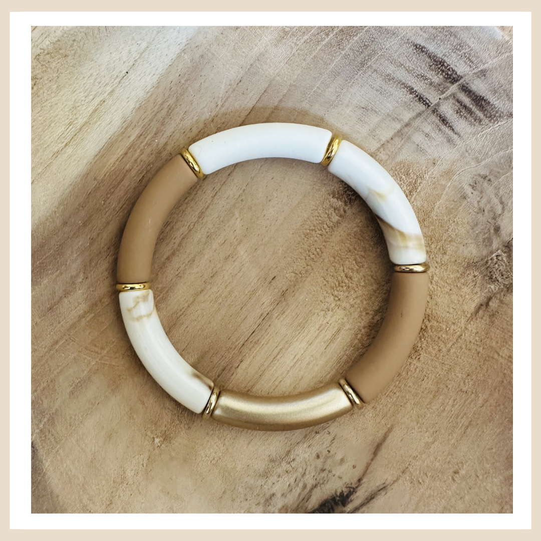 Tube armband | Mat marble beige