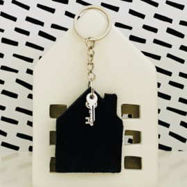 Sleutelhanger leren huisje