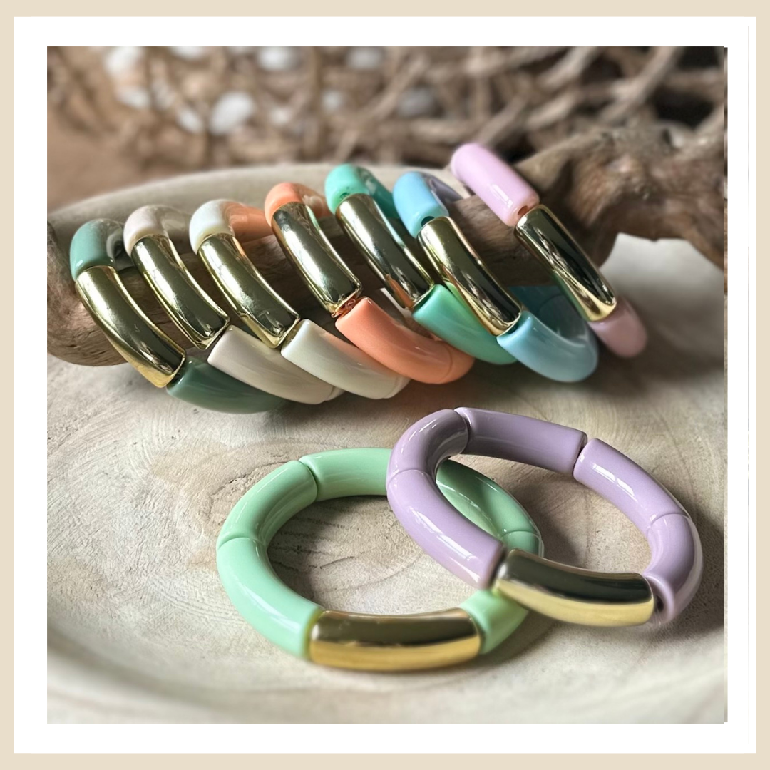 Tube armbanden | Classy basics - Large glans|Pastel