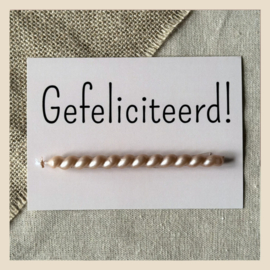 Kaart | Gefeliciteerd-beige + roze kaarsje