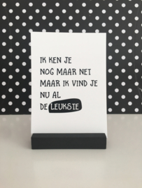 Ik ken je nog maar net maar ik vind je nu al de LEUKSTE